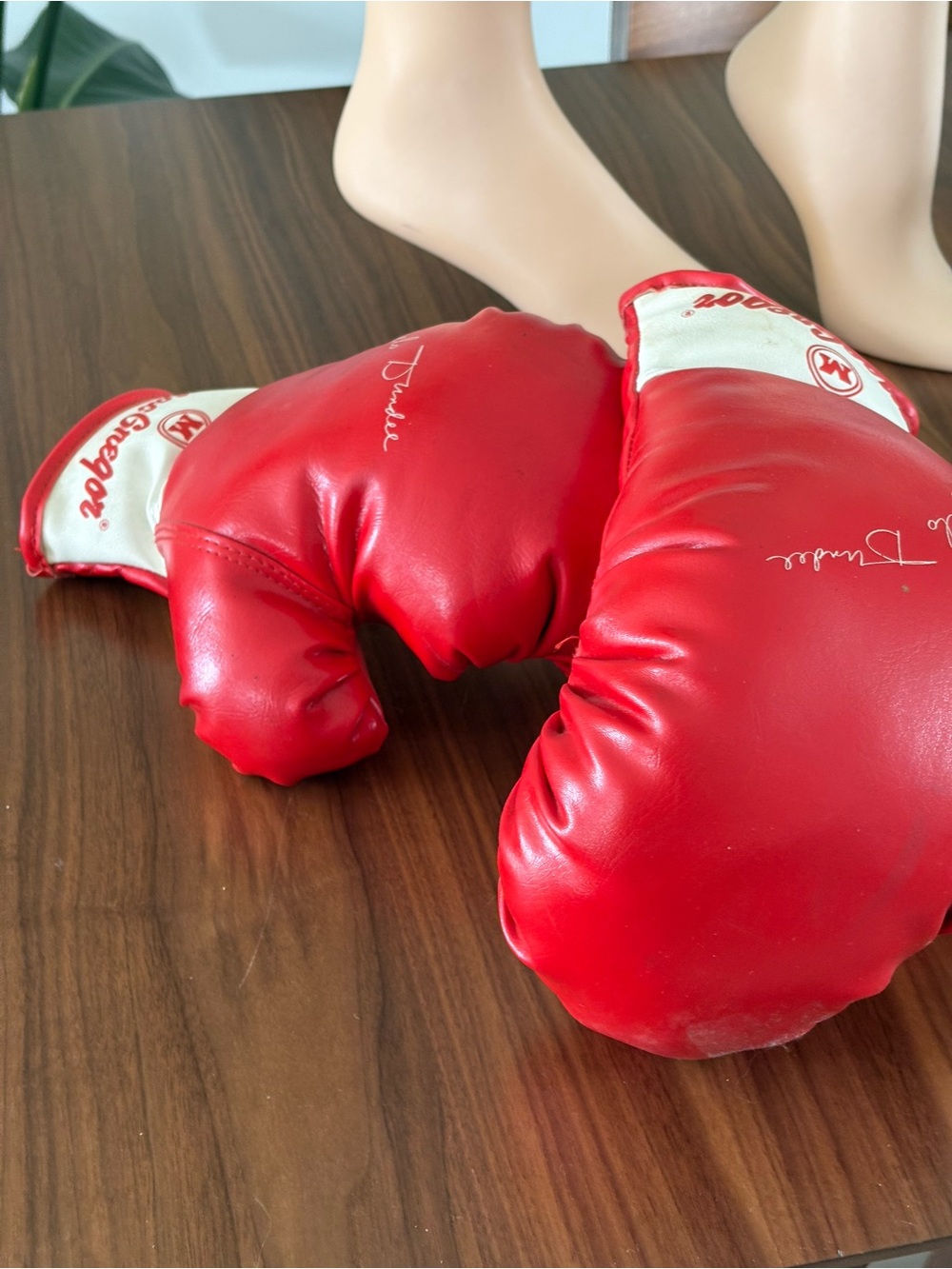 Red Boxing Gloves with White Accents